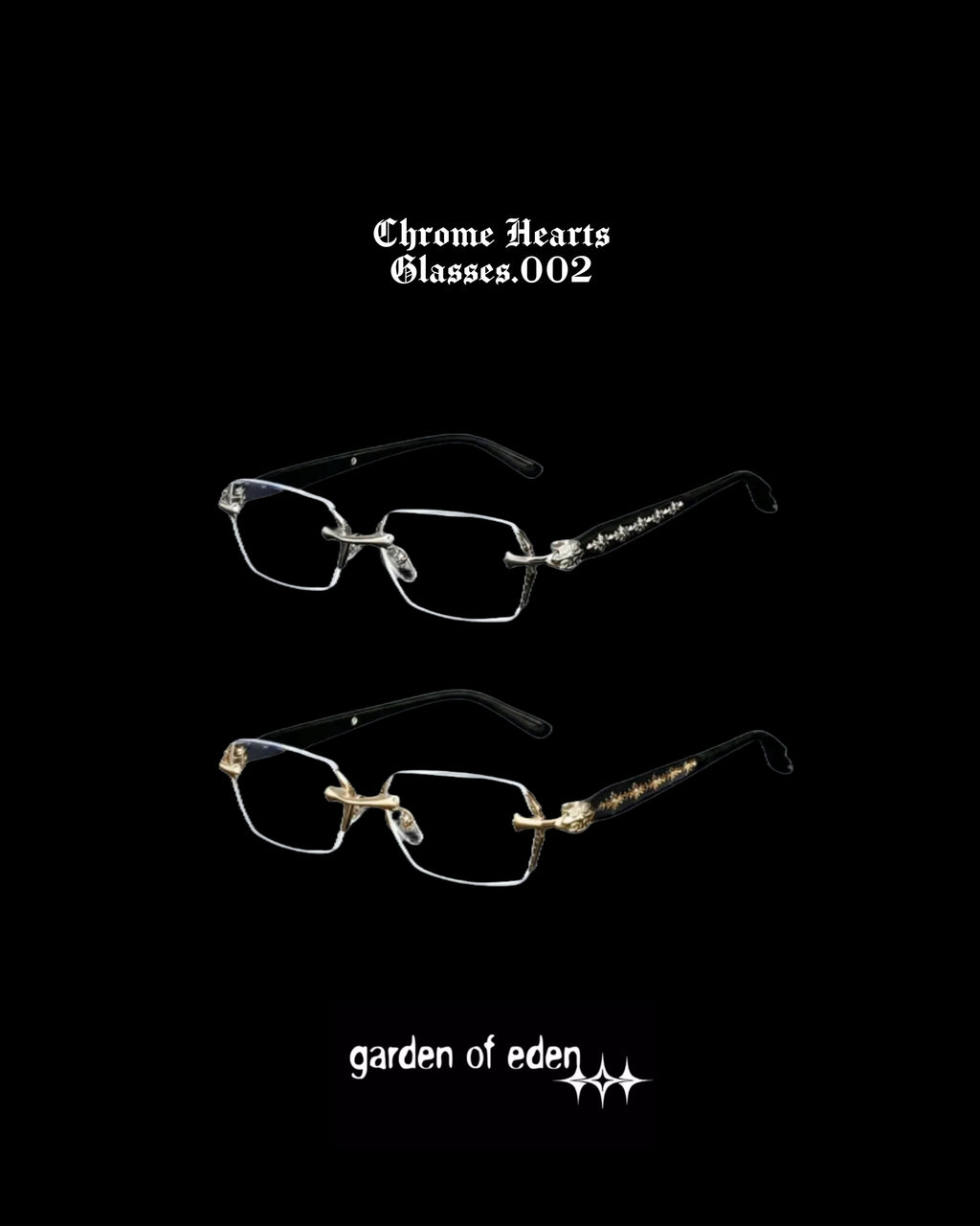 Chrome Hearts Rimless Glasses | Authentic Designer Eyewear – Garden of Eden