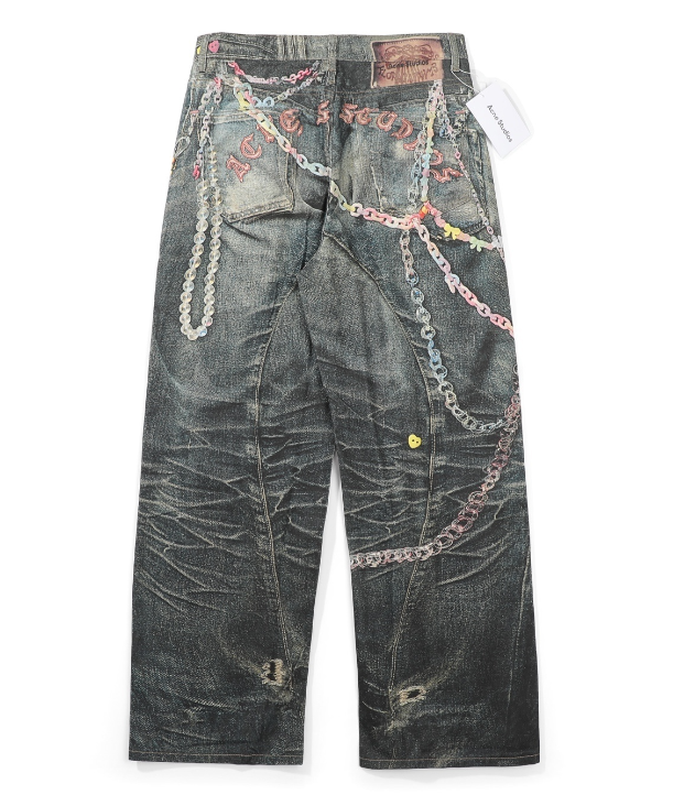 Acne Studios 1996 Trompe-l’Œil Chain Print Jeans - GARDEN OF EDEN