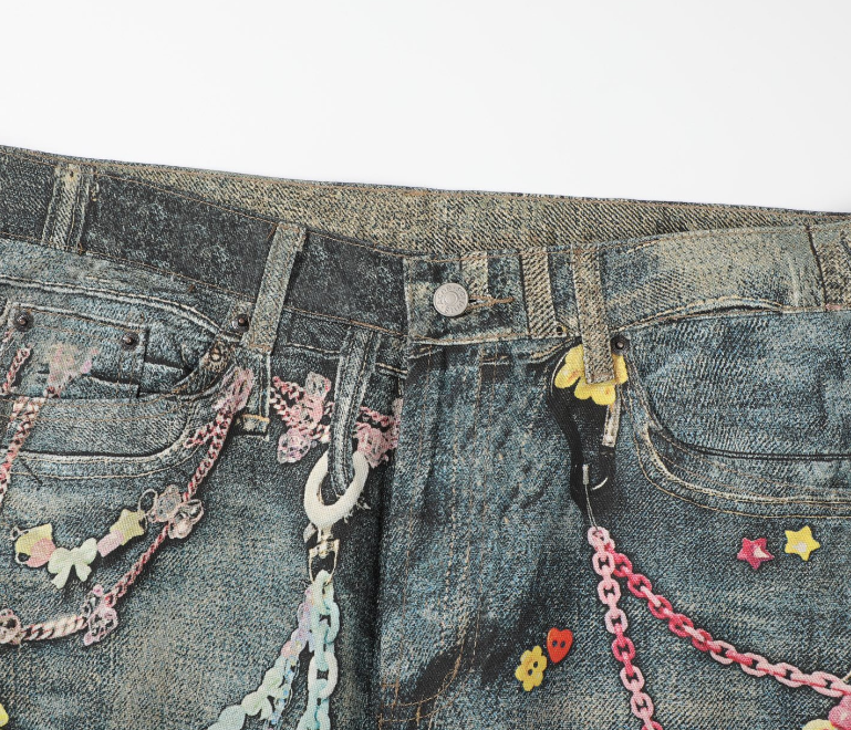 Acne Studios 1996 Trompe-l’Œil Chain Print Jeans - GARDEN OF EDEN