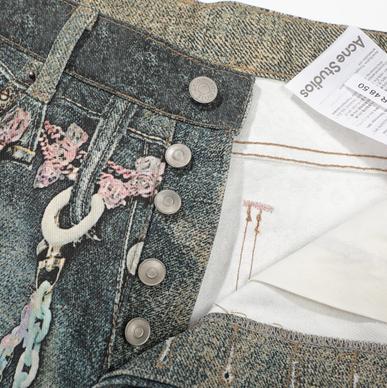 Acne Studios 1996 Trompe-l’Œil Chain Print Jeans - GARDEN OF EDEN