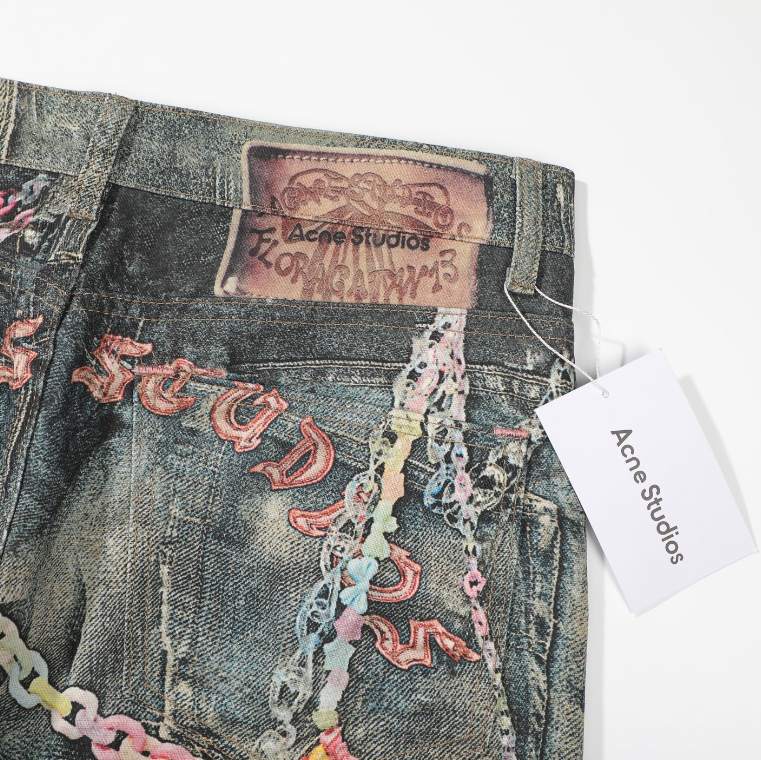 Acne Studios 1996 Trompe-l’Œil Chain Print Jeans - GARDEN OF EDEN