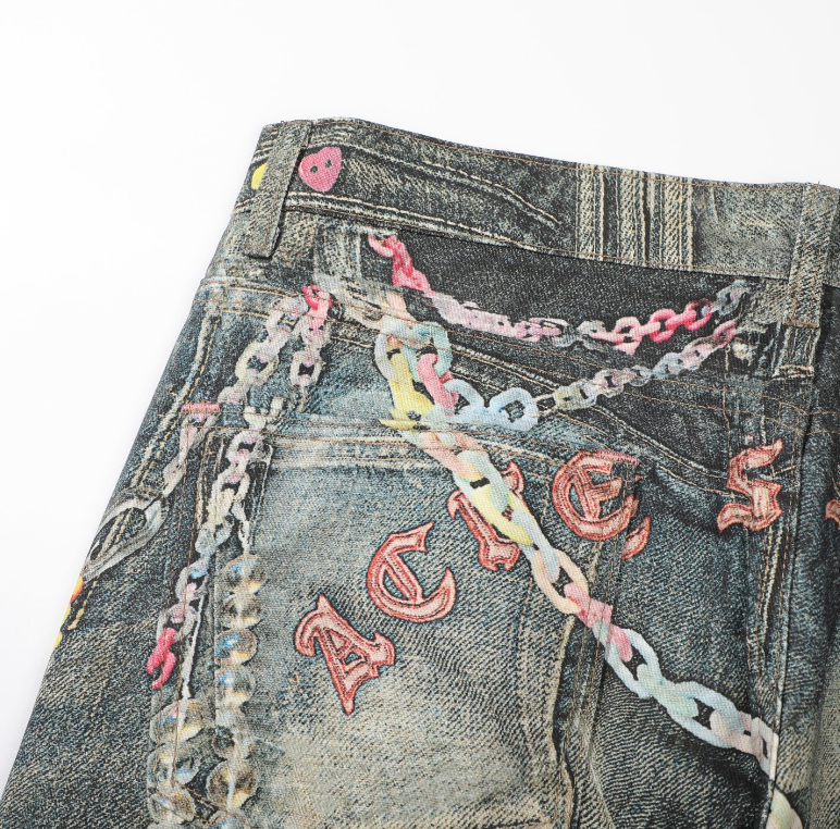 Acne Studios 1996 Trompe-l’Œil Chain Print Jeans - GARDEN OF EDEN